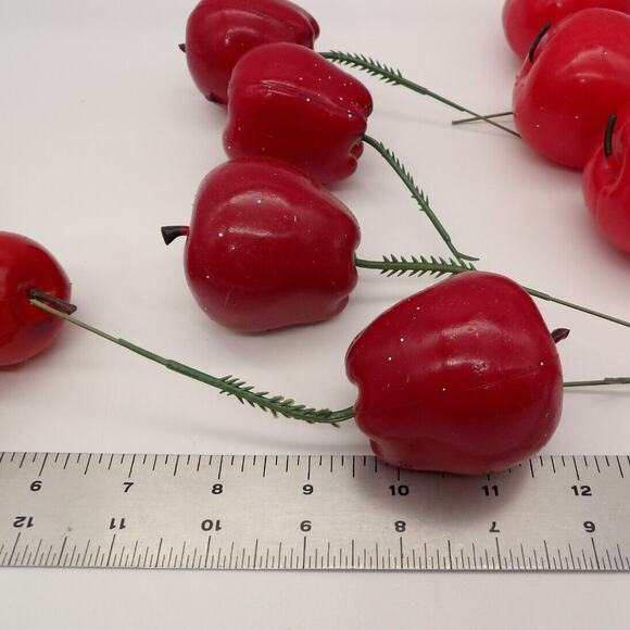 Lot of 12 Red Faux Plastic Apples on Floral Picks Vintage Fruit Decor Craft - Picture 3 of 5